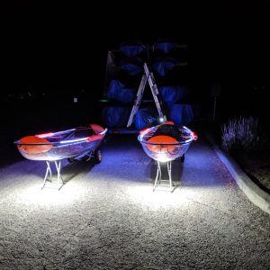 2 boats with lights