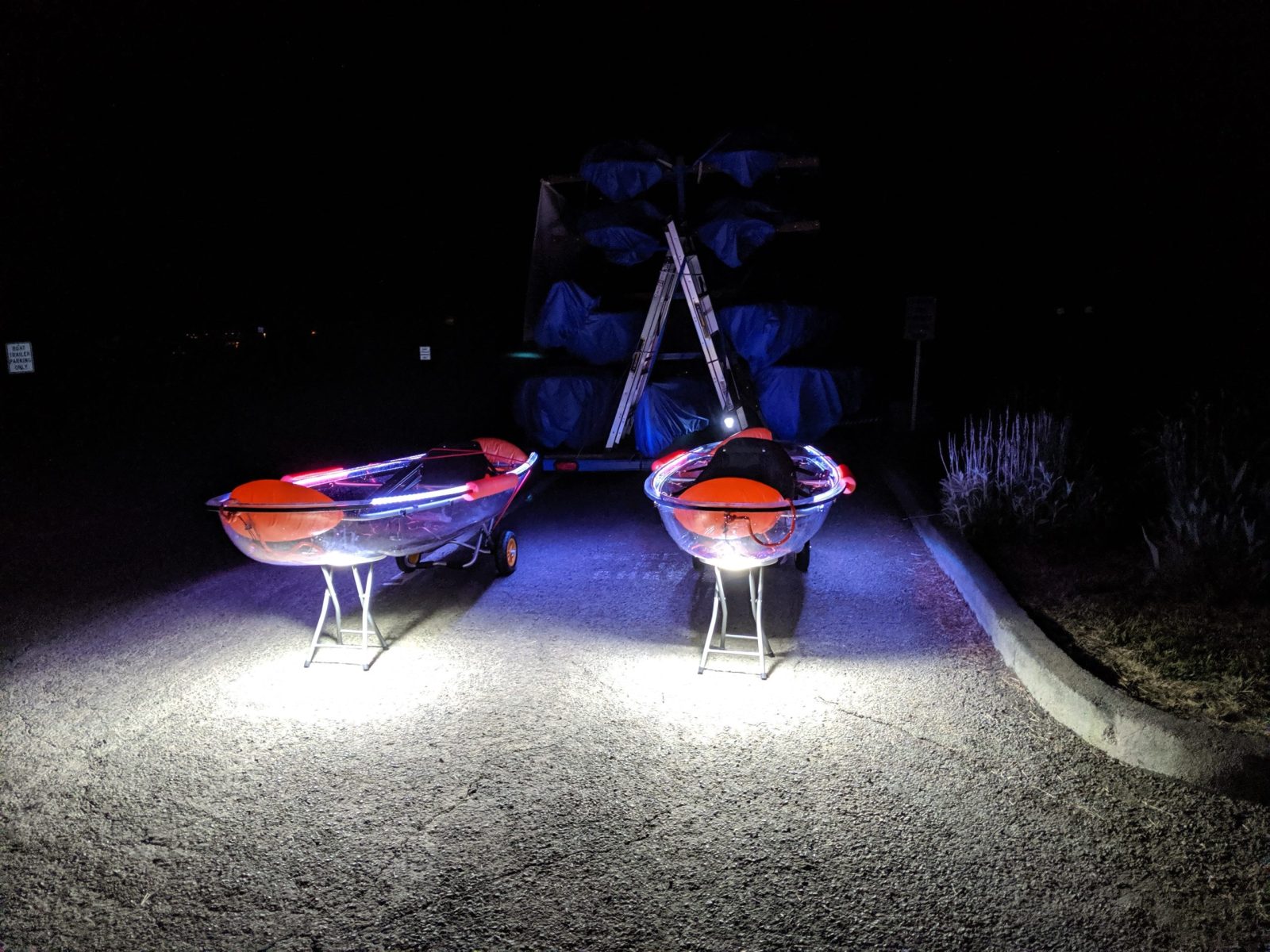 2 boats with lights